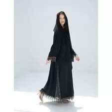 DUBAI ABAYA BLACK EMBROIDERY