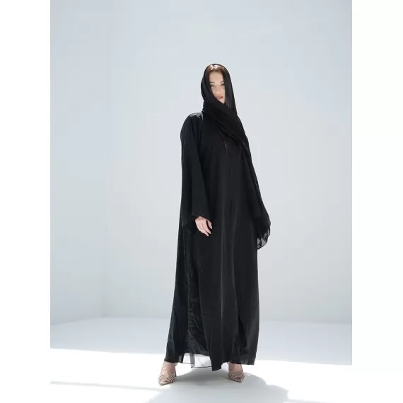 DUBAI BLACK ABAYA SIDE WORK