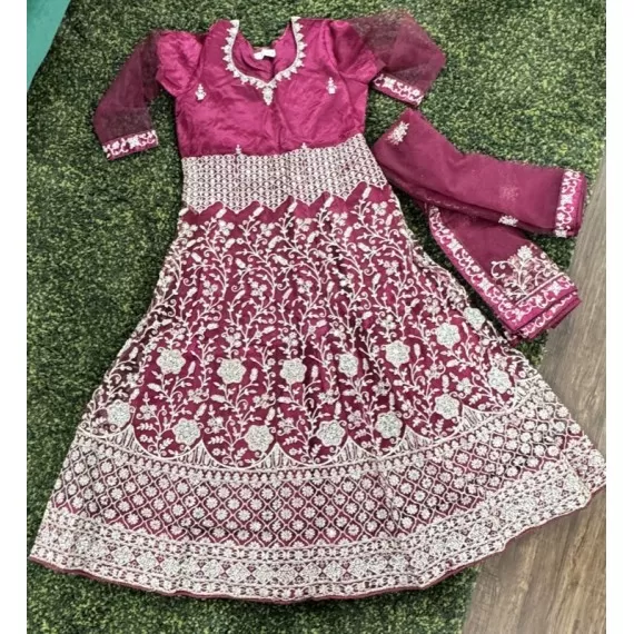 EMBROIDERED ANARKALI DRESS WITH DUPATTA