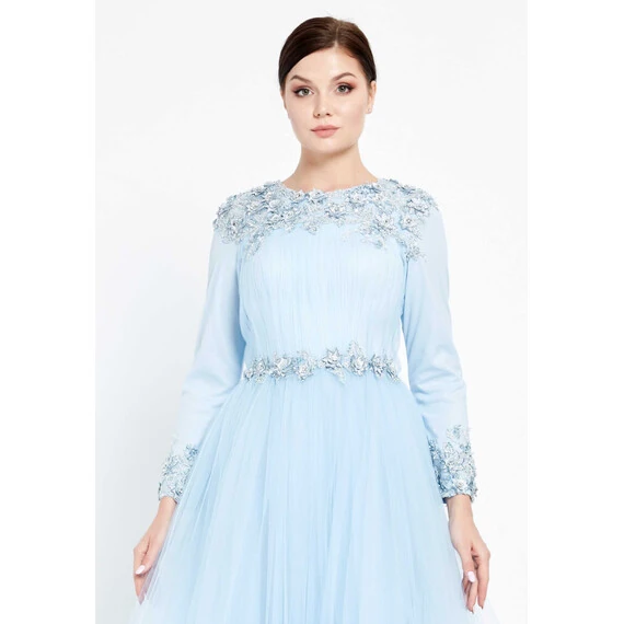 TK LONG SLEEVE MAXI TULLE GOWN